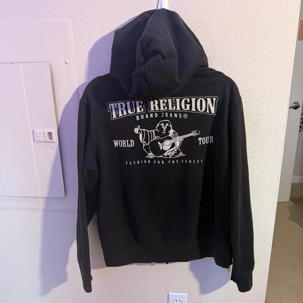 True Religion Buddha Guitar World Tour Zip Hoodie Black Size Large